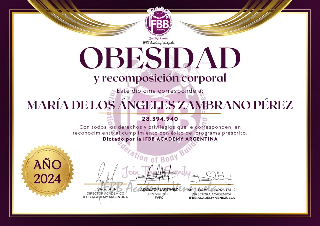 Certificado: Obesidad y recomposición corporal — IFBB Academy Argentina